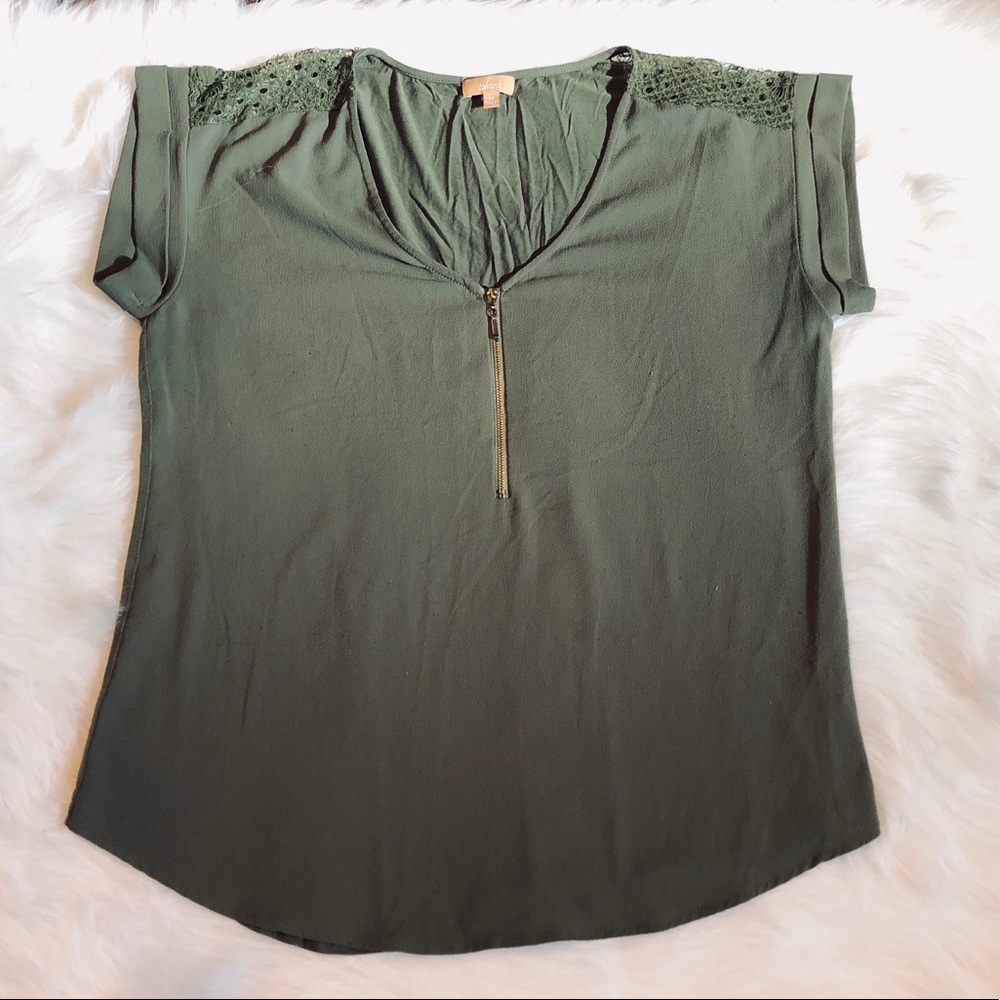 Takara Green V-Neck Blouse